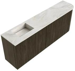 Mondiaz Joya DLux 110cm toiletmeubel ronding rechts shadow met wastafel faye links zonder kraangat ostra