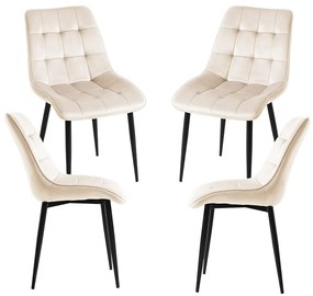 Set van 4 fluwelen Cade Stoelen