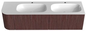 Mondiaz Kurve 165cm badmeubel ronding links ruby met 2 lades en 1 deur en wastafel big small dubbel/rechts 2 kraangaten