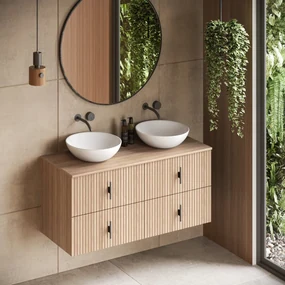 Muebles Mairi badmeubel ribbelfront 120cm naturel eiken zonder waskom