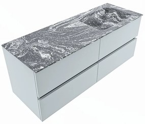 Mondiaz Vica DLux badmeubel 130cm clay 4 lades met wastafel lava rechts zonder kraangat
