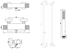 Brauer Brushed Carving thermostatische douchekraan met glijstang en staafhanddouche RVS geborsteld PVD