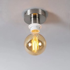 Moderne plafondlamp staal met witte kap 45 cm - Combi Modern E27 rond Binnenverlichting Lamp
