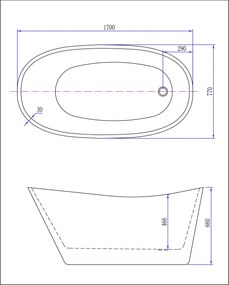 Mueller Trapeze vrijstaand ligbad glans wit 170x77cm