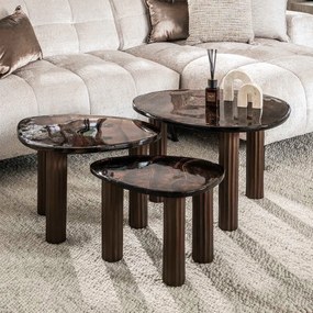 Salontafel Getrokken Glas Koperkleur Middel - 62 X 45cm.