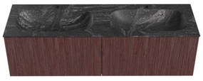 Mondiaz Kurve-dlux 150cm badmeubel ruby met 2 lades en wastafel stor small dubbel 2 kraangaten lava