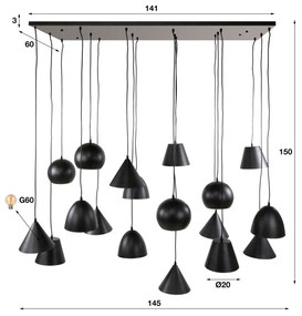 Grote Hanglamp Zwart Metaal