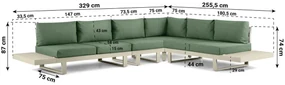 Hoek loungeset 6 personen Aluminium Taupe  Lifestyle Garden Furniture Lorenzo