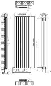 Eastbrook Hadleigh radiator 55x180cm aluminium 2006W zwart mat