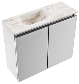 Mondiaz Ture DLux toiletmeubel 60cm plata met wastafel frappe links zonder kraangat