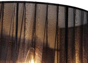 Stoffen Klassieke wandlamp chroom met zwarte kap - Ann-Kathrin 2 Klassiek / Antiek, Landelijk / Rustiek, Modern E14 bol / globe / rond rond Binnenverlichting Lamp