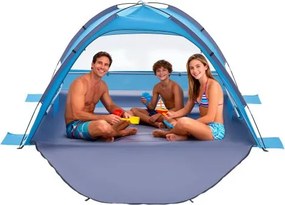 VEVOR strandtent/zonnescherm voor 3 personen, UPF 50+ bescherming, draagbare strandtent met draagtas en grondankers, lichtgewicht strandparasol voor kamperen, vissen, picknicken, zonnetent