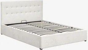 Bed Met Opklapbare Gestoffeerde Opbergruimte Abiel Chenille Gebroken Wit & 160 X 200 Cm & Zonder Matras - Sklum