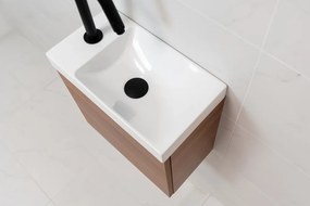 Sanigoods Minimo toiletmeubel 40cm walnut met witte fontein met kraangat
