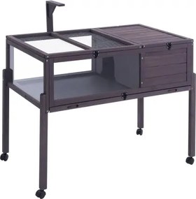 VEVOR Turtle Habitat, Houten Schildpaddenhuis voor Binnen en Buiten, Schildpaddenverblijf op Wielen met Lichtstandaard, Reptielenverblijf Kleine Dierenkooi met Steunpoten, Wielen, voor Gekko, Hagedis, Slang