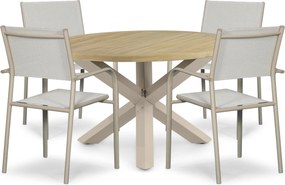Tuinset Ronde Tuintafel 4 personen 120 cm Aluminium Taupe  Presto Brentino/Rockville