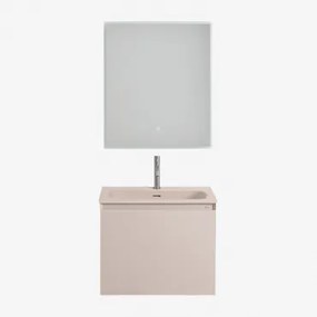 Macrae Houten Badkamermeubelset Met Geïntegreerde Wastafel Beige – Linnen & Rechthoekige Led 60x70 Cm Tamsin & - Sklum