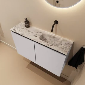Mondiaz Ture DLux toiletmeubel 80cm cale met wastafel glace rechts zonder kraangat