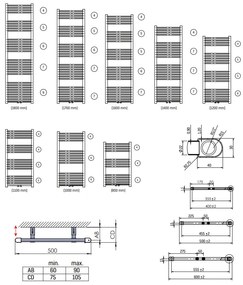 Sanigoods Base handdoek radiator 80x50 352 watt LR aansluiting wit