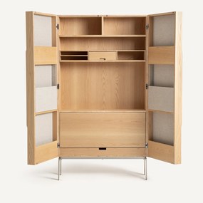 Bureaukast met eikenfineer en structuurstof, Omid