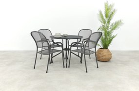 Carlo ronde stapelbare bistroset strekmetaal Ø90 cm. - Antraciet