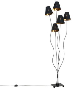 Design vloerlamp zwart met goud 5-lichts - Melis Modern E14 Binnenverlichting Lamp
