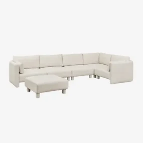5-delige Modulaire Hoekbank En Poef In Artemisa Bouclé Stof Crèmebeige Boucléstof - Sklum