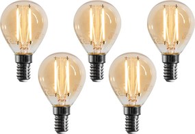 Set van 5 E14 dimbare LED lamp G45 goud 4W 330 lm 2100K