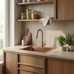 Stalen spoelbak Leo 50 BRUSH COPPER
