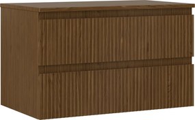 Mexen Rivel badkamermeubel onder wastafel 80 cm met blad, 2 lades, gegroefd, walnoot - 91A20-08047-2-BFFC86