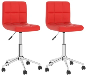 vidaXL Eetkamerstoelen draaibaar 2 st kunstleer rood