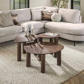 Salontafel Set Bruin Teakhout 3-delig - 76 X 61cm.