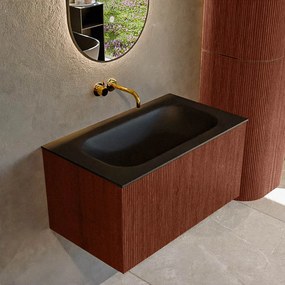 Mondiaz Kurve 80cm badmeubel ruby met 1 lade en wastafel big small midden zonder kraangat urban