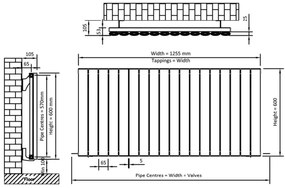 Eastbrook Sandhurst radiator 125x60cm aluminium 1351W wit mat