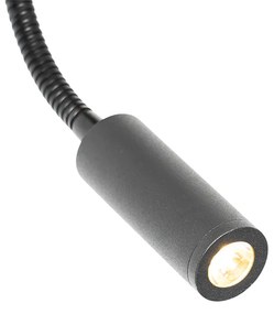LED Moderne wandlamp zwart met leeslamp 2-lichts - Saffira Brescia Modern E27 rond Binnenverlichting Lamp