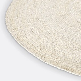 Rond vloerkleed in gebleekte jute, Aftas