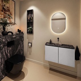 Mondiaz Ture DLux toiletmeubel 80cm plata met wastafel lava midden zonder kraangat