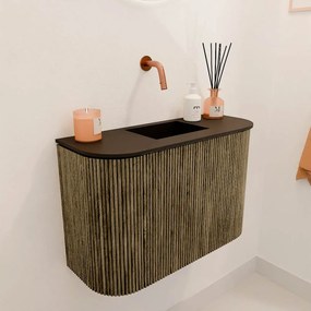 Mondiaz Joya 65cm toiletmeubel ronding links/rechts dusk met wastafel faye midden zonder kraangat urban