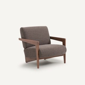 Fauteuil in massief notenhout en bouclette, Izag