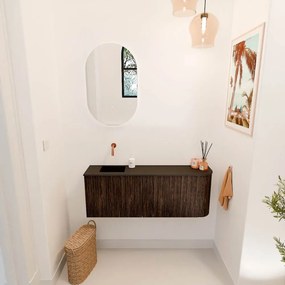 Mondiaz Joya 110cm toiletmeubel ronding rechts walnut met wastafel faye links zonder kraangat urban