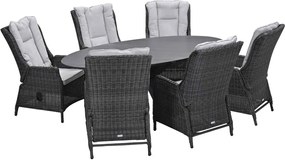 Garden Impressions Marbella verstelbare tuinset 7-delig donker grijs - Scot tuintafel 230x115 cm