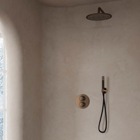 Saniclear Antique Pro inbouw regendouche rond met 30cm hoofddouche en wandarm verouderd messing