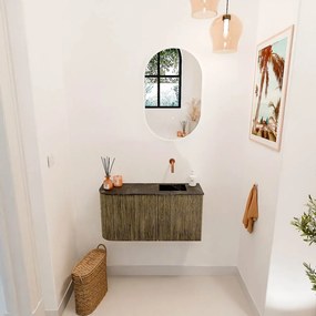 Mondiaz Joya DLux 80cm toiletmeubel ronding links dusk met wastafel faye rechts zonder kraangat lava