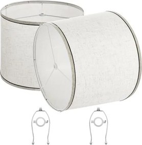 VEVOR lampenkap trommel 290 x 320 x 245 mm (boven x onder x hoog), 2 vervangende linnen kappen + PVC lampenkap met harp voor tafellampen en hanglampen (licht linnen met zwarte rand)