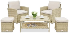 Monaco Terras tuinmeubelen + 2 Garden Point poefs beige
