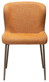 Dan-Form Glam Luxe Eetkamerstoel Boucle Pumpkin Spice Oranje En Antique Brass