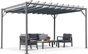 Antraciet Malaga terraspergola 3x4m met muggennet en gordijnen Garden Point