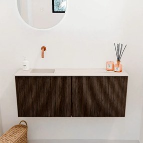 Mondiaz Joya DLux 100cm toiletmeubel walnut met wastafel faye links zonder kraangat meli