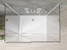 Mexen Omega-3S 3-zijdige douchecabine, schuifbaar 100x80 cm, transparant, chroom + Flat douchebak - 825-100-080-01-00-3s-4010