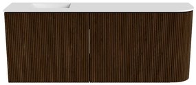 Mondiaz Joya 100cm toiletmeubel ronding rechts walnut met wastafel faye links zonder kraangat talc